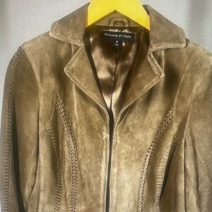 Preston & York Olive Green Suede Zip-Front Jacket